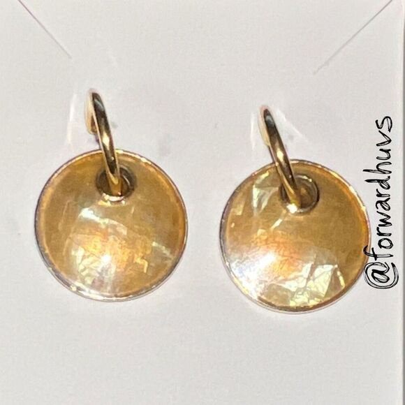 Bundle Sale 3 for $15 | Gold Tone Hoop Earrings with Discs - Picture 1 of 7